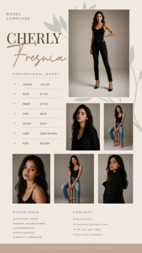 White Professional Model Comp Card Facebook Story template