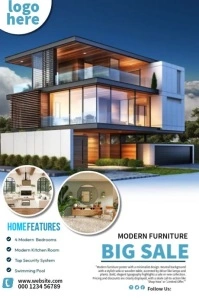 White Professional Modern Furniture  Poster template