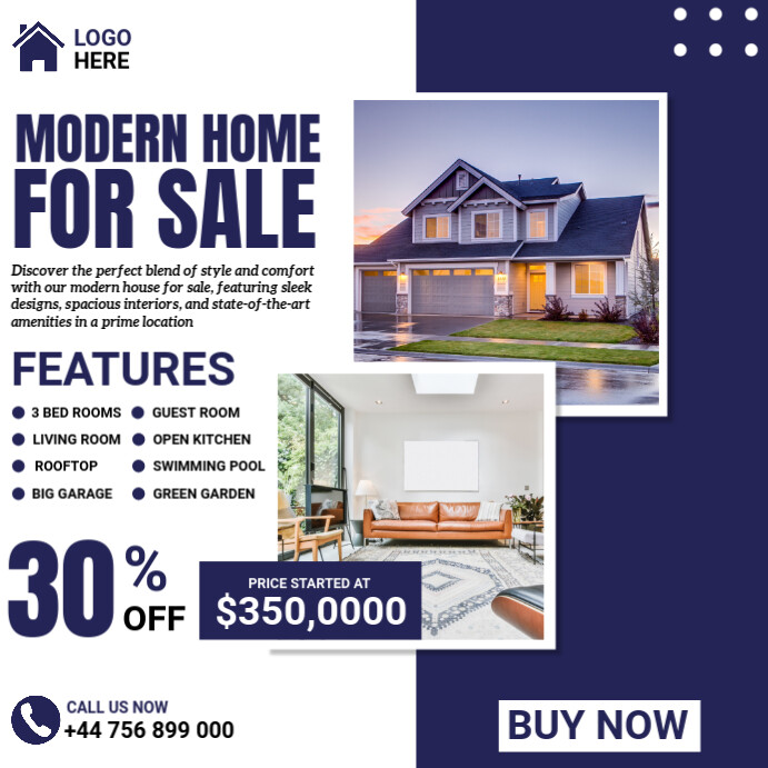 Copy of White Professional Modern Home For Sale Instagram Post ...