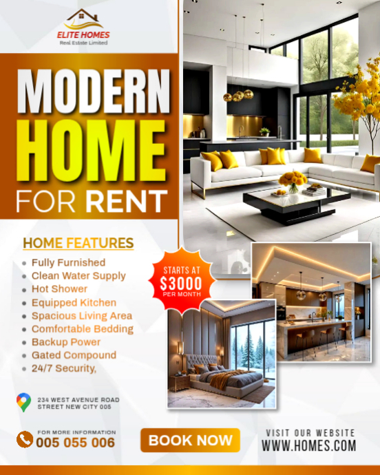 For Rent Sample Design Hd Copy of White Professional Modern Home Rental Fully Furnished ...