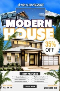 White Professional Modern House Sale  Poster template