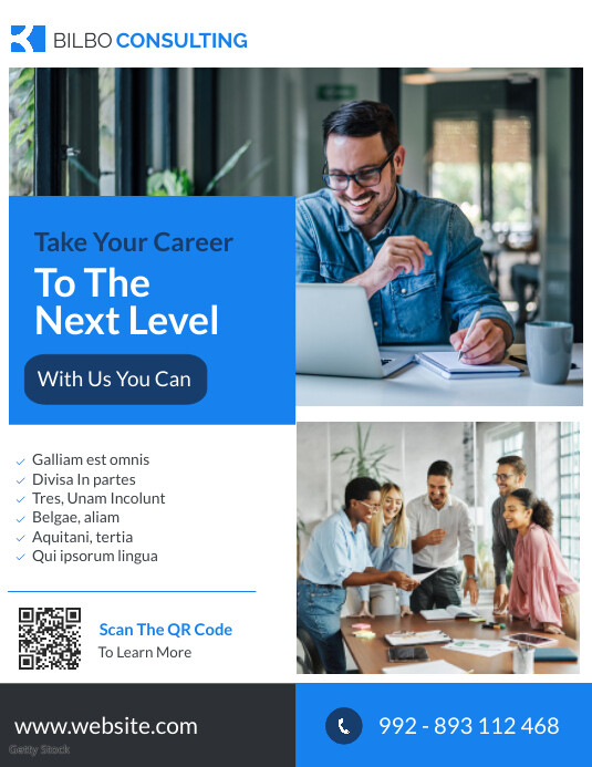 White Professional Modern Minimal Geometric C Flyer (US Letter) template