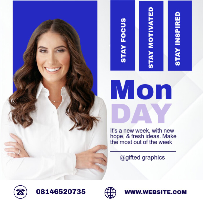 White professional monday motivation instagram post Template | PosterMyWall