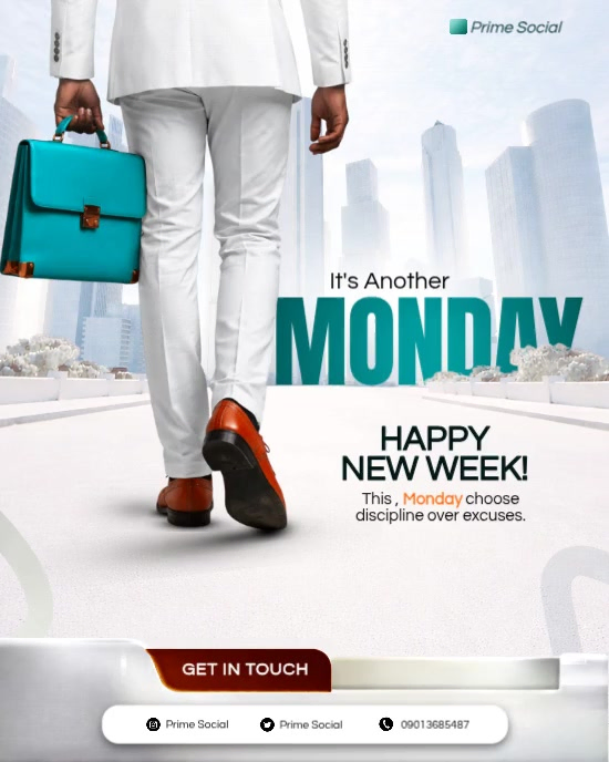 White Professional Monday Motivational Poster Instagram Portrait Video ...
