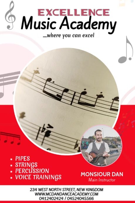 Copy of White Professional Music Academy Ad Poster | PosterMyWall