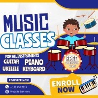 White Professional Music Classes, Instagram Post template