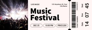 White Professional Music Festival Ticket Twitter Banner template