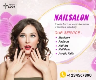 White Professional Nail Polish & Spa Ad Templ Rectángulo Mediano template