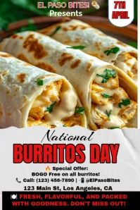 White Professional National Burrito Day Pinterest Graphic template