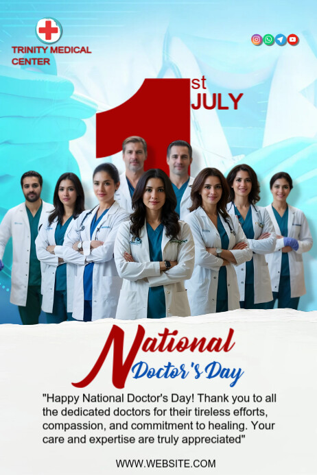 Copy of White Professional National Doctor's Day India Poster ...