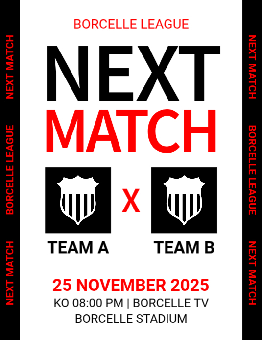 White Professional Next Match Flyer (us Letter) Template | PosterMyWall