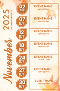 White Professional November Upcoming Events  Pinterest Graphic Pinterest-grafik template