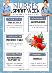 White Professional Nurses appreciation Spirit Week A6 template