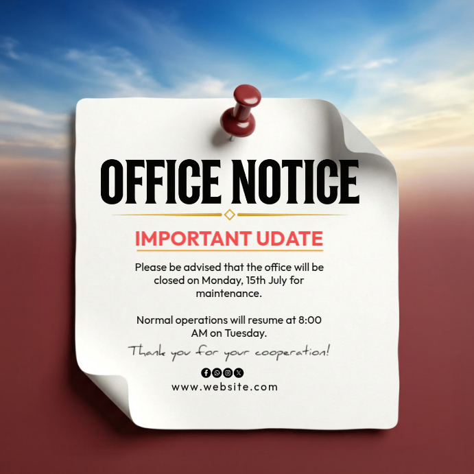 Office Closure Notice Template | PosterMyWall
