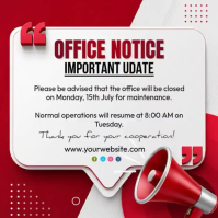 White Office Closure Notice Quadrat Template