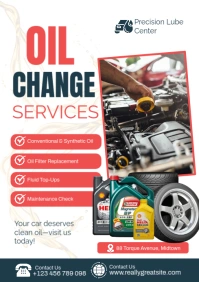 White Professional Oil Change Services Flyer Template A2