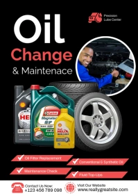 White Professional Oil Change Services Flyer Template A3
