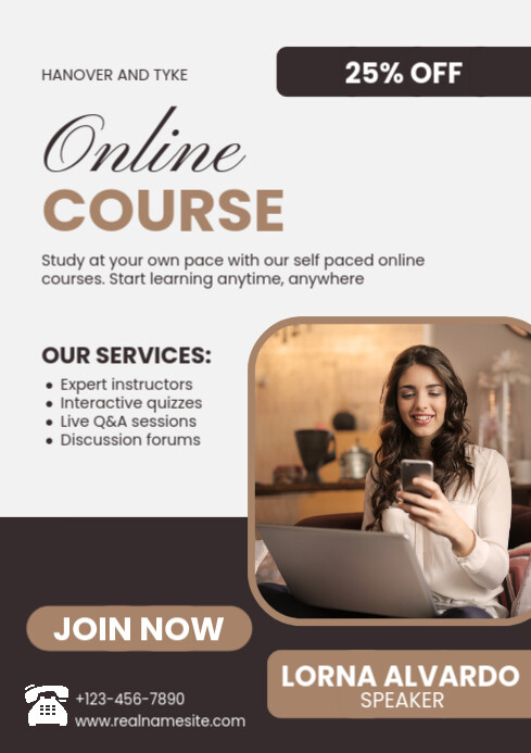 White Professional Online Course A1 template