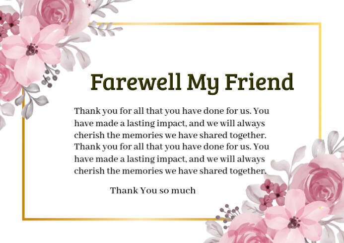White Professional Online Farewell Card A4 template