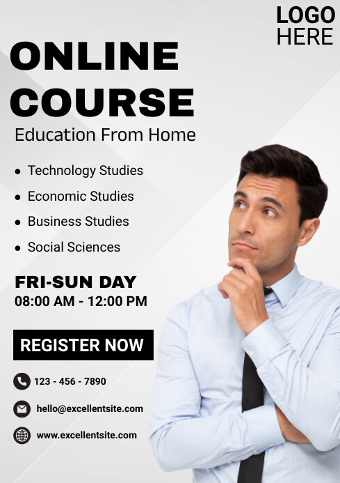 Copy of White Professional Online Learning Course A4 | PosterMyWall