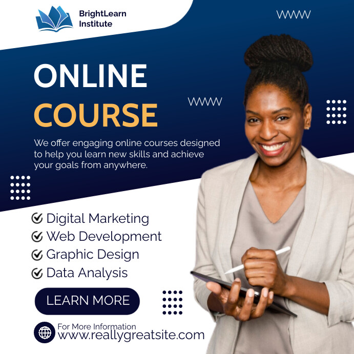 White Professional Online Training  Square (1 template