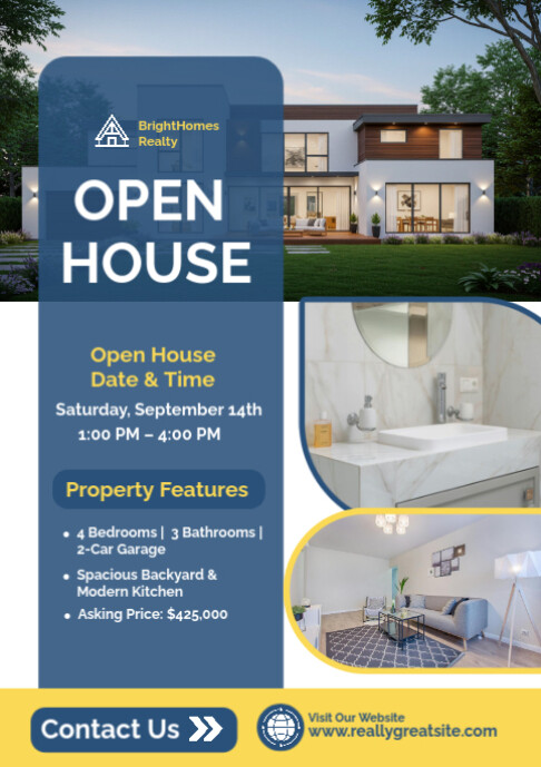 White Professional Open House Poster Template – Real Estate Property Listing A2