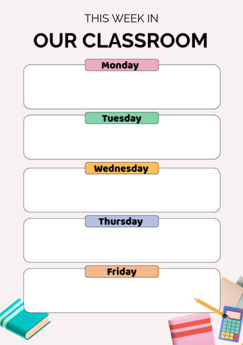 White Professional Our Classroom Schedule A4 Template | PosterMyWall