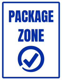 White Professional Package Zone Delivery Area Signage Notice Poster Business Space Signage Flyer Volantino (US Letter) template