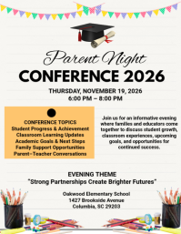 White Parent Night Conference Flyer Template