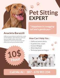 White Professional Pastel Pet Sitting Flyer Template – Professional Dog & Cat Care Design  Flyer (us