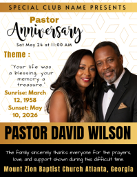 White Professional Pastor Anniversary Flyer Folder (US Letter) template