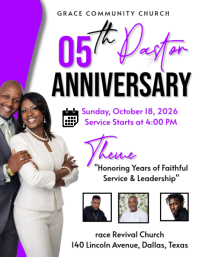White Professional Pastor Anniversary Flyer Рекламная листовка (US Letter) template