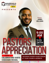 白色 Pastor Appreciation Event Flyer Template