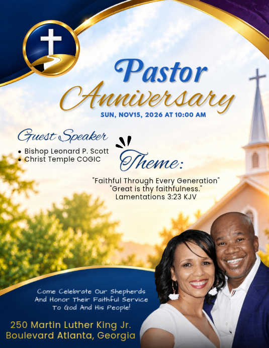 White Professional Pastor Appreciation Flyer Template | PosterMyWall