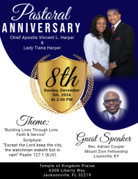 White Professional Pastoral Anniversary Flyer Folder (US Letter) template
