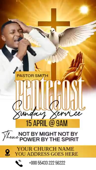 Pentecost Sunday Service Template | PosterMyWall