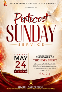 White Professional Pentecost Sunday Service Poster Плакат template