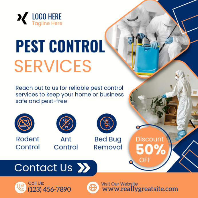 Fun Pest Control Posts White Professional Pest Control Services Instagram Post Template ...
