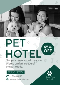 White Professional Pet Hotel Services A4 template