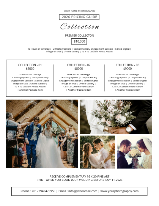 White Professional Photography Pricing Guide Flyer-Vorlage | PosterMyWall