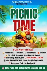 White Professional Picnic Time Pinterest Graphic template