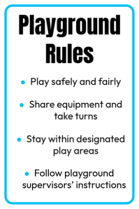 White Professional Playground Rules And Guidelines Sign School Park Safety Notice Poster Flyer Displ template