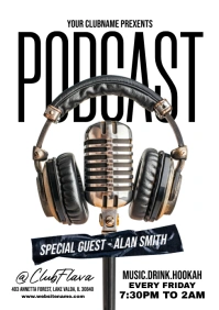 White Professional Podcast A5 template