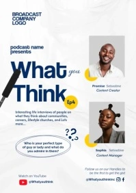 White Professional Podcast Webinar Episode Livestream And Broadcast Poster A3 template