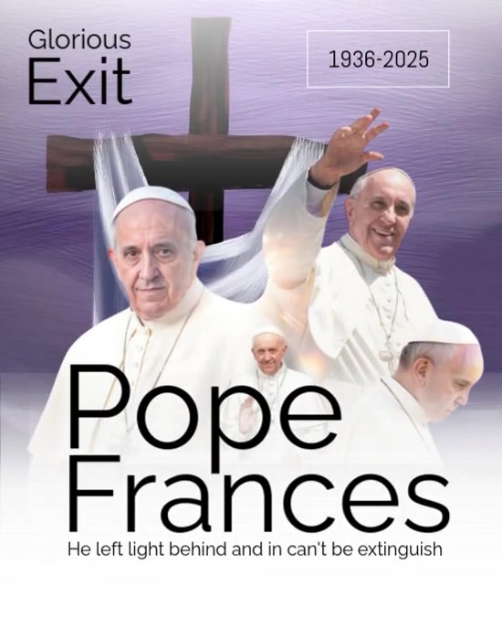 White Professional Pope Francis Glorious Exit Instagram Portrait template