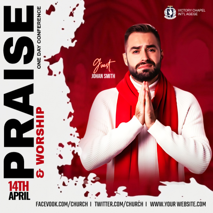 White Professional Praise and Worship Conference Instagram Post ...