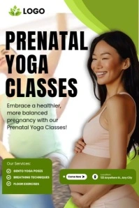White Professional Prenatal Yoga Class Banner 4' × 6' template