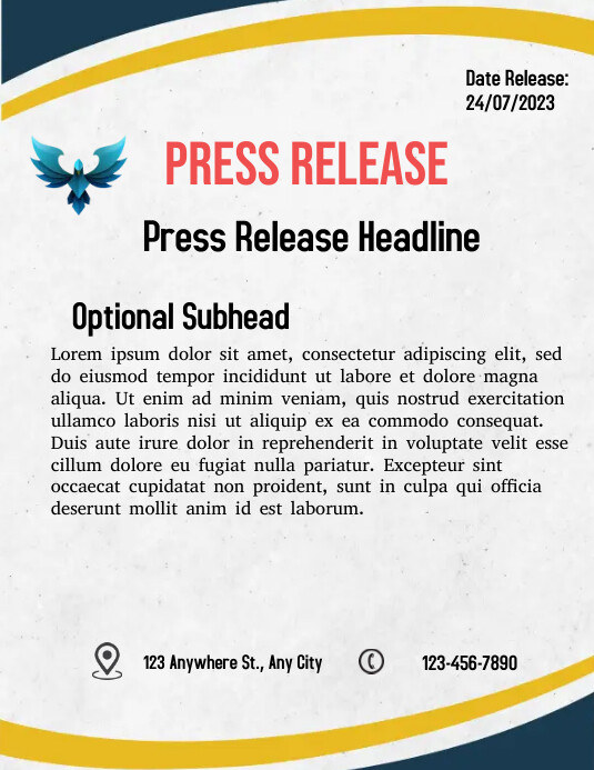 White Professional Press Release Letters  Fly Flyer (US Letter) template