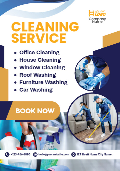 White Professional Professional Cleaners A4 Template | PosterMyWall