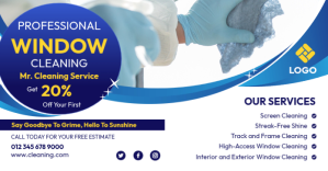 White Professional Professional Cleaning Services Facebook Shared Image delt Facebook-billede template